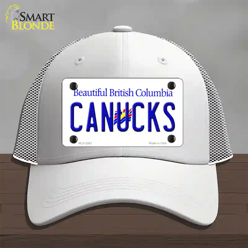 Canucks British Columbia Canada Province Novelty License Plate Hat Mesh / White