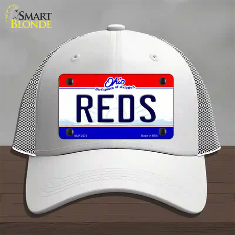 Reds Ohio State Novelty License Plate Hat Mesh / White