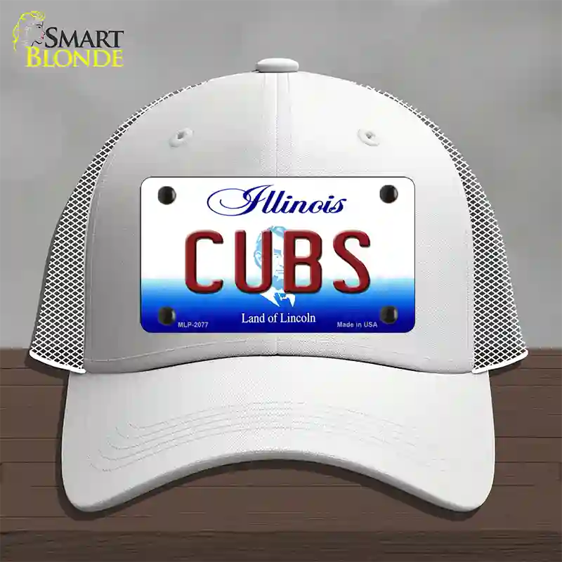 Cubs Chicago Illinois State Novelty License Plate Hat Mesh / White