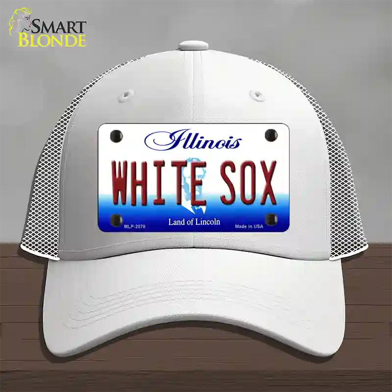 Whitesox Illinois State Novelty License Plate Hat Mesh / White