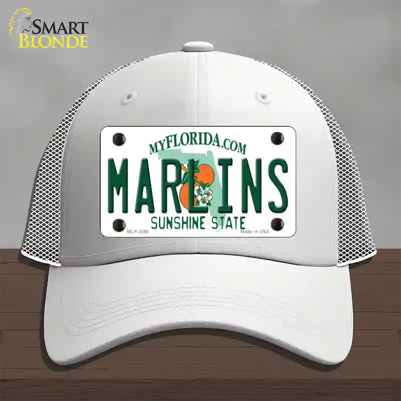 Marlins Florida State Novelty License Plate Hat Mesh / White