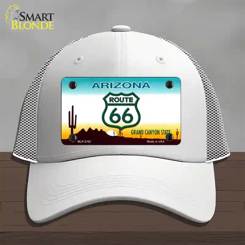 Route 66 Shield Arizona Novelty License Plate Hat Mesh / White