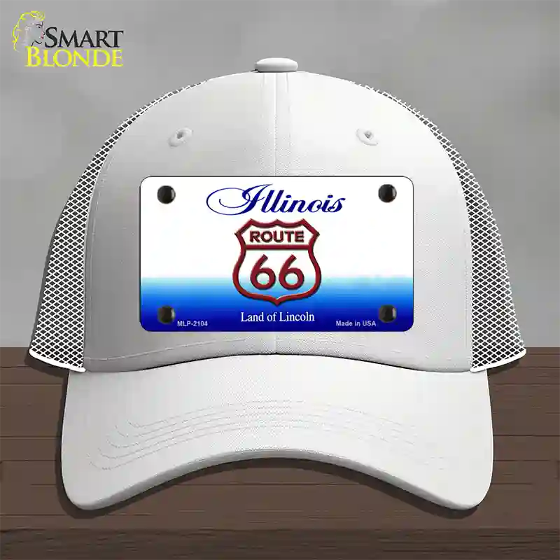 Route 66 Shield Illinois Novelty License Plate Hat Mesh / White