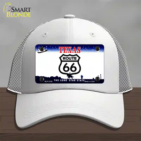 Route 66 Shield Texas Novelty License Plate Hat Mesh / White