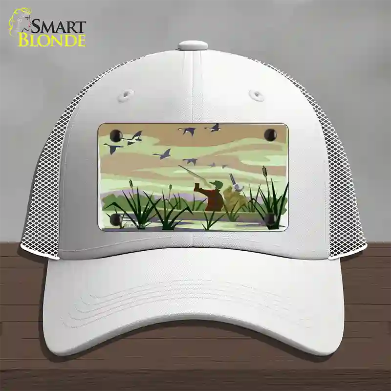 Duck Hunting Camouflage Novelty License Plate Hat Mesh / White