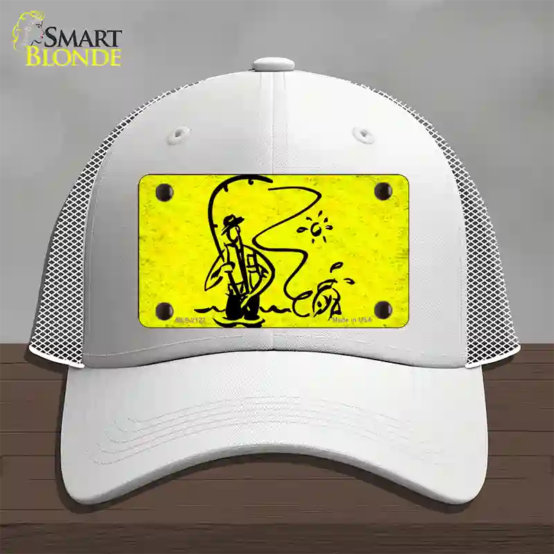 Fly Fishing Novelty License Plate Hat Mesh / White