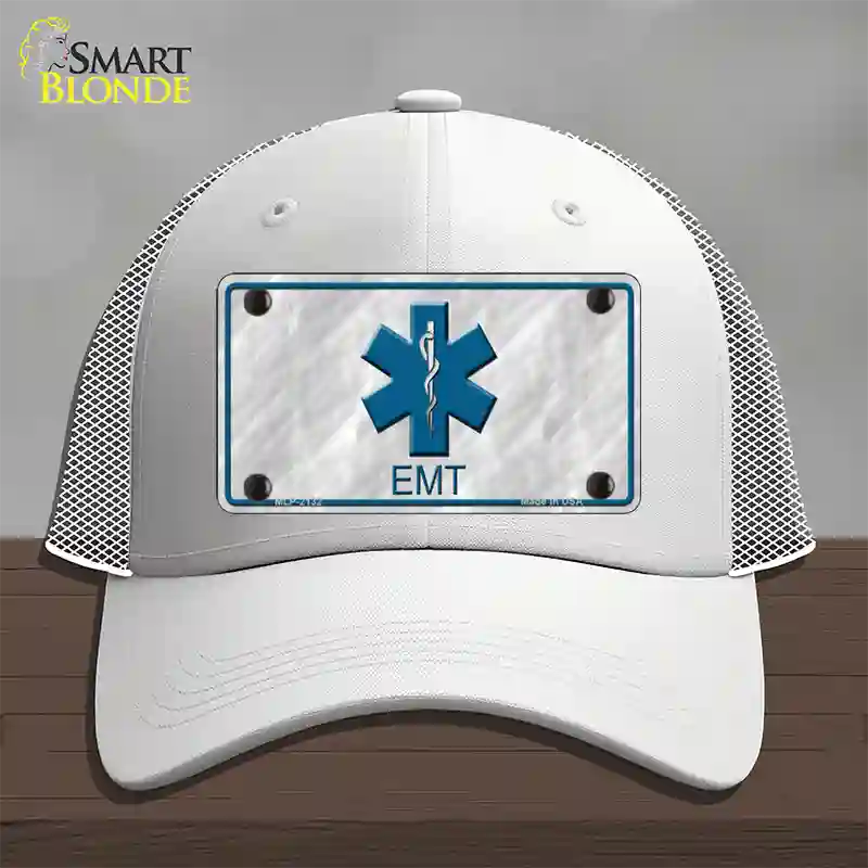 EMT Novelty License Plate Hat Mesh / White