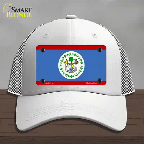 Belize Flag Novelty License Plate Hat Mesh / White