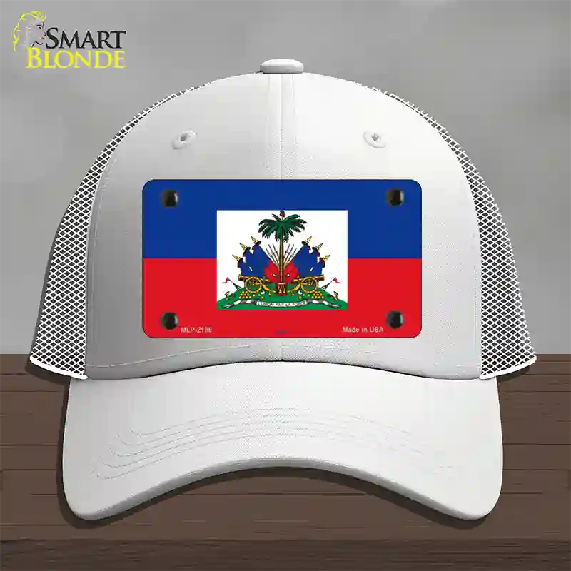 Haiti Flag Novelty License Plate Hat Mesh / White