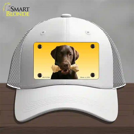 Chocolate Labrador Retriever Dog Novelty License Plate Hat Mesh / White