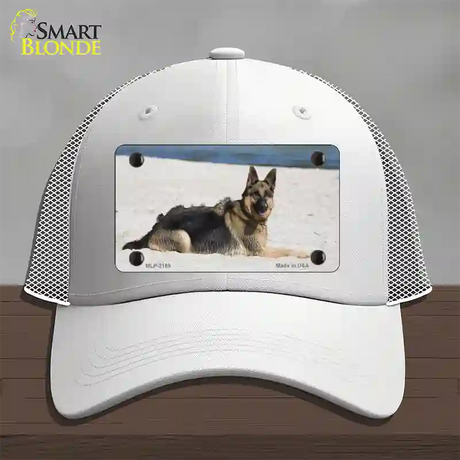 German Shepherd Dog Novelty License Plate Hat Mesh / White