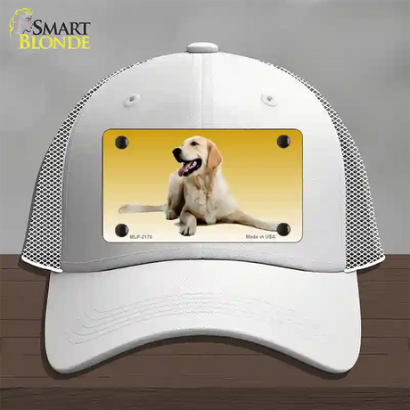 Golden Retriever Dog Novelty License Plate Hat Mesh / White