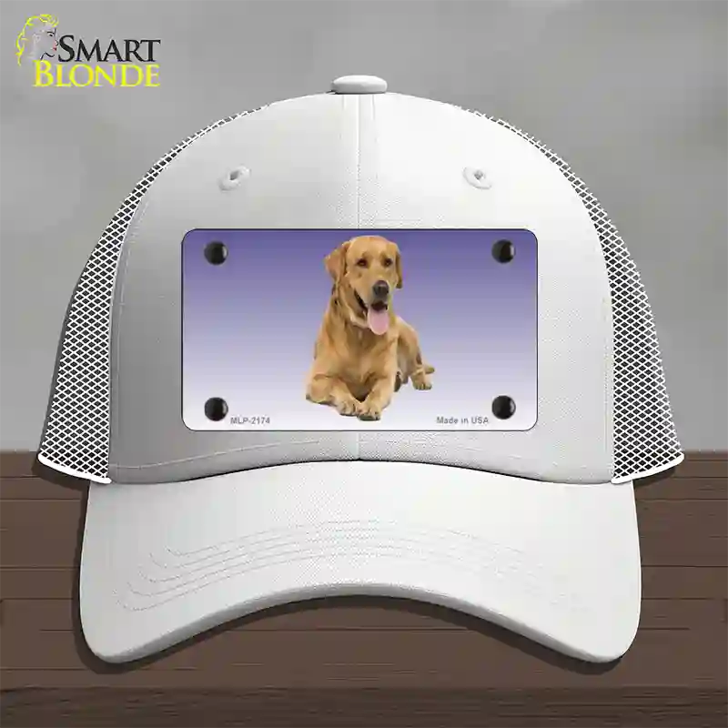 Yellow Labrador Retriever Dog Novelty License Plate Hat Mesh / White