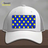 Yellow Polka Dots Royal Blue Novelty License Plate Hat Mesh / White