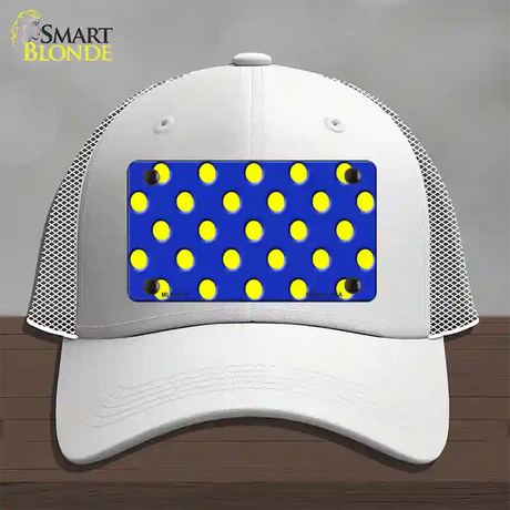 Yellow Polka Dots Royal Blue Novelty License Plate Hat Mesh / White