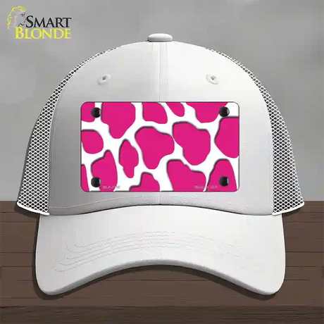 Pink White Giraffe Novelty License Plate Hat Mesh / White