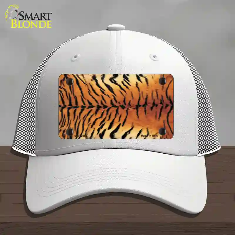 Tiger Pattern Novelty License Plate Hat Mesh / White