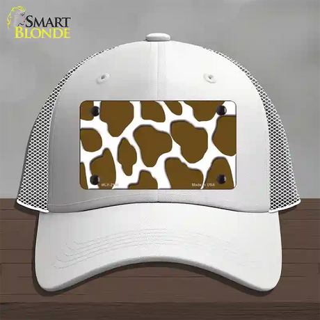 Brown White Giraffe Novelty License Plate Hat Mesh / White