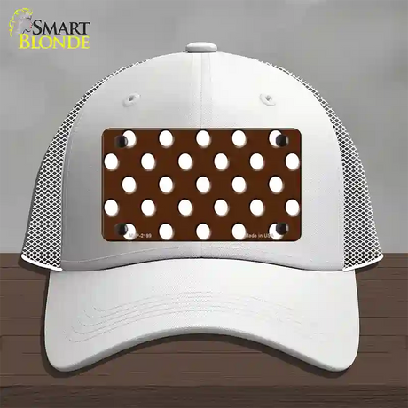 White Brown Polka DotsNovelty License Plate Hat Mesh / White