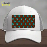 Teal Polka Dots Brown Novelty License Plate Hat Mesh / White