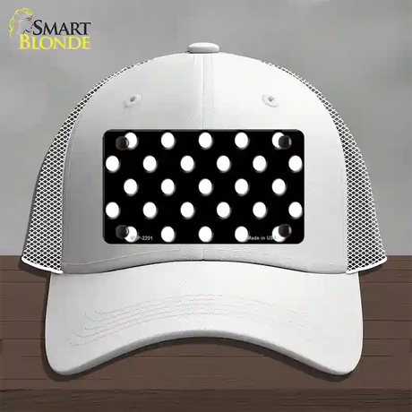 White Polka Dots Black Novelty License Plate Hat Mesh / White