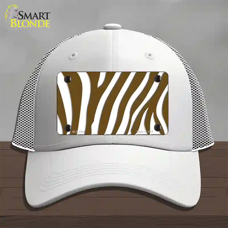 Brown White Zebra Novelty License Plate Hat Mesh / White