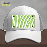 Lime Green White Zebra Novelty License Plate Hat Mesh / White