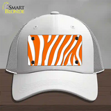 Orange White Zebra Novelty License Plate Hat Mesh / White