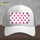 Hot Pink Polka Dots White Novelty License Plate Hat Mesh / White