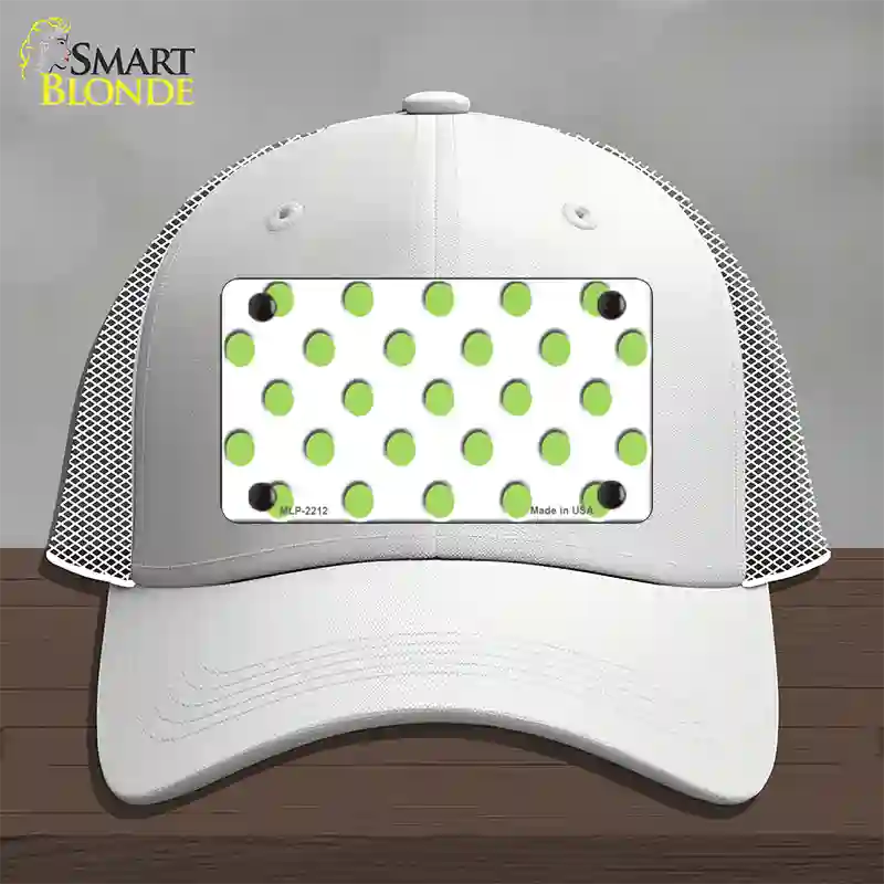 Lime Green Polka Dots White Novelty License Plate Hat Mesh / White