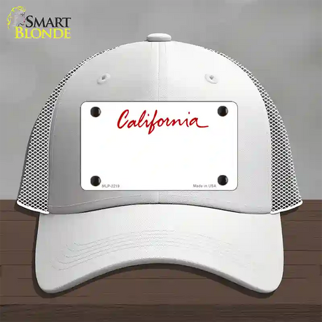 California State Blank Novelty License Plate Hat Mesh / White