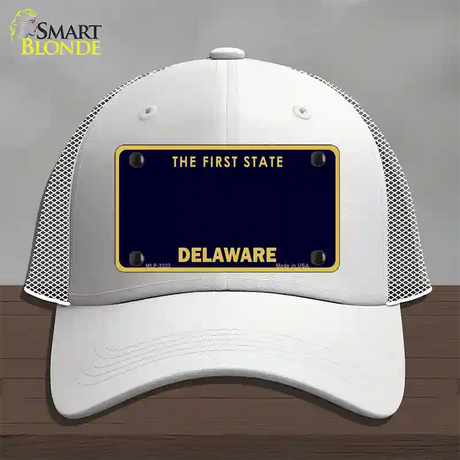 Delaware State Blank Novelty License Plate Hat Mesh / White