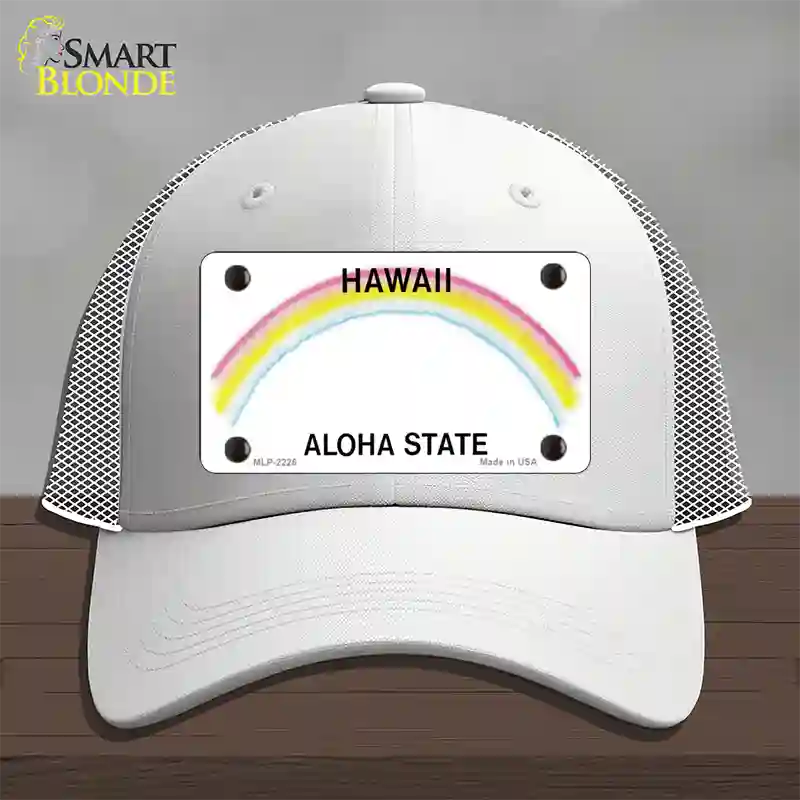 Hawaii State Blank Novelty License Plate Hat Mesh / White