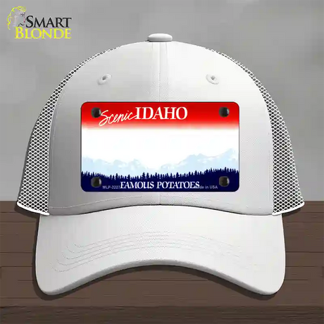 Idaho State Blank Novelty License Plate Hat Mesh / White