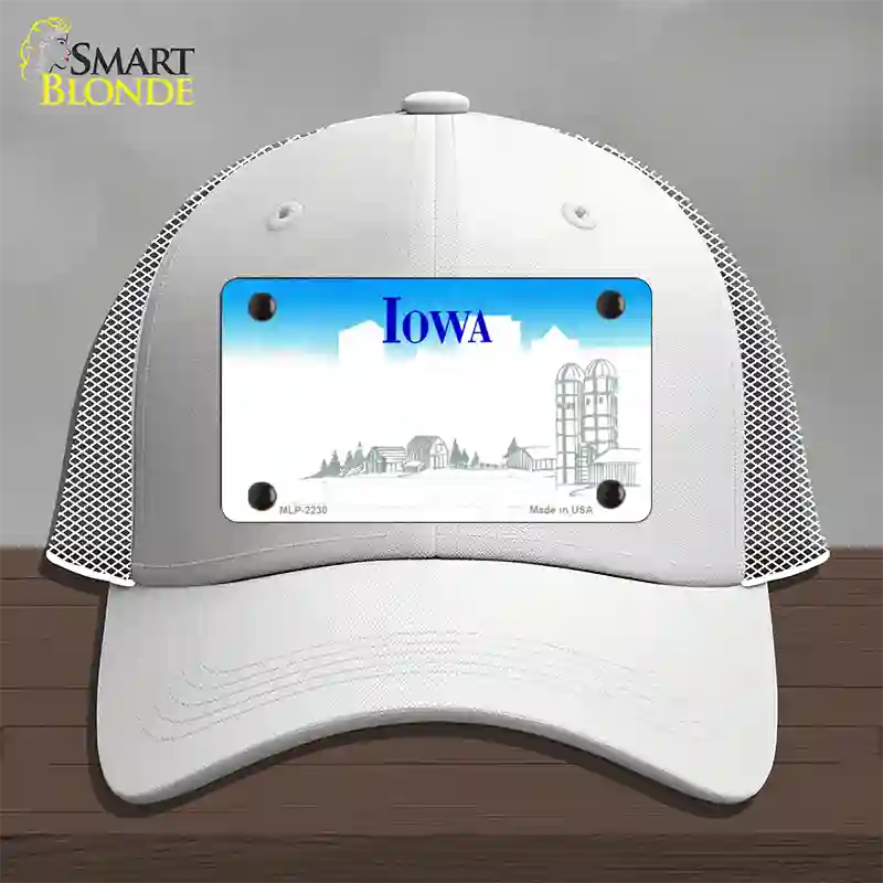 Iowa State Blank Novelty License Plate Hat Mesh / White