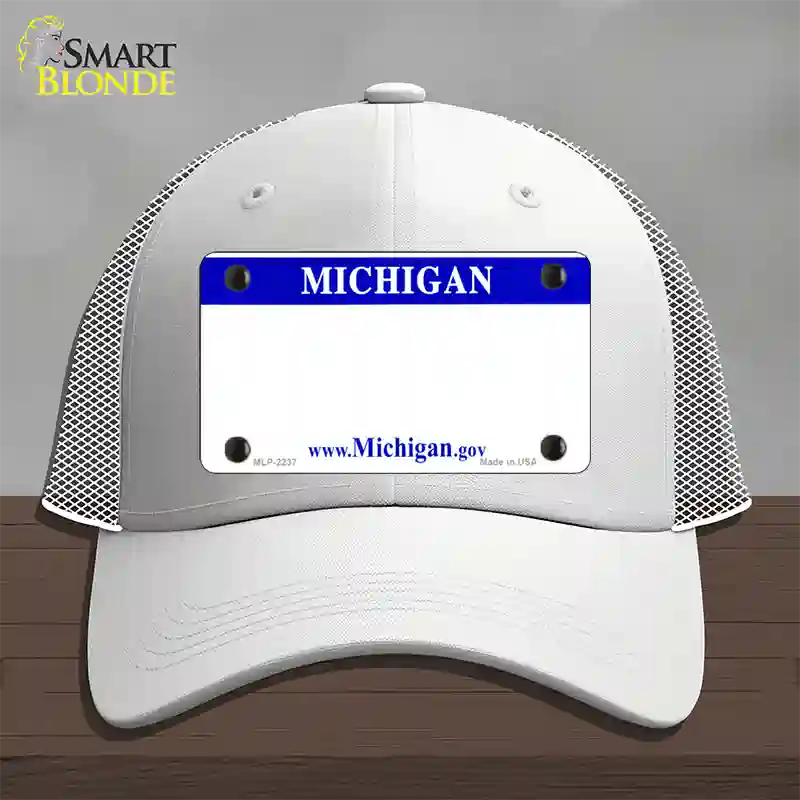 Michigan State Blank Novelty License Plate Hat Mesh / White