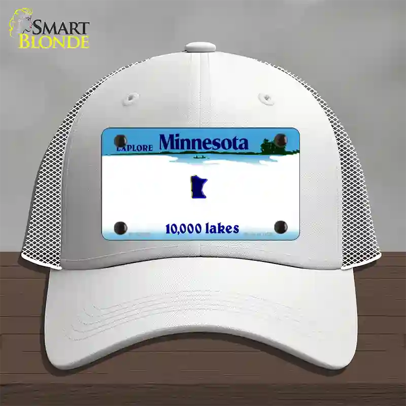 Minnesota State Blank Novelty License Plate Hat Mesh / White