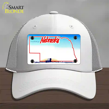 Nebraska State Blank Novelty License Plate Hat Mesh / White