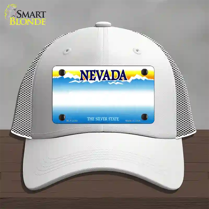 Nevada State Blank Novelty License Plate Hat Mesh / White