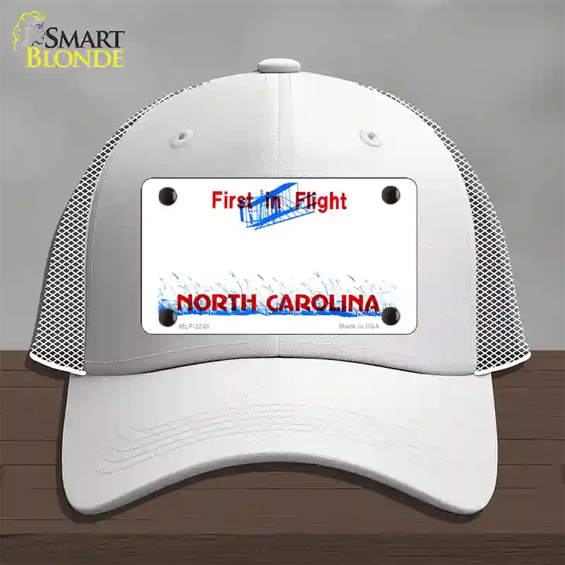 North Carolina State Blank Novelty License Plate Hat Mesh / White