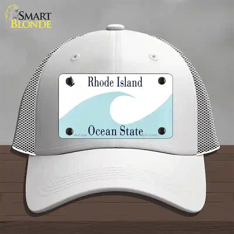 Rhode Island State Blank Novelty License Plate Hat Mesh / White