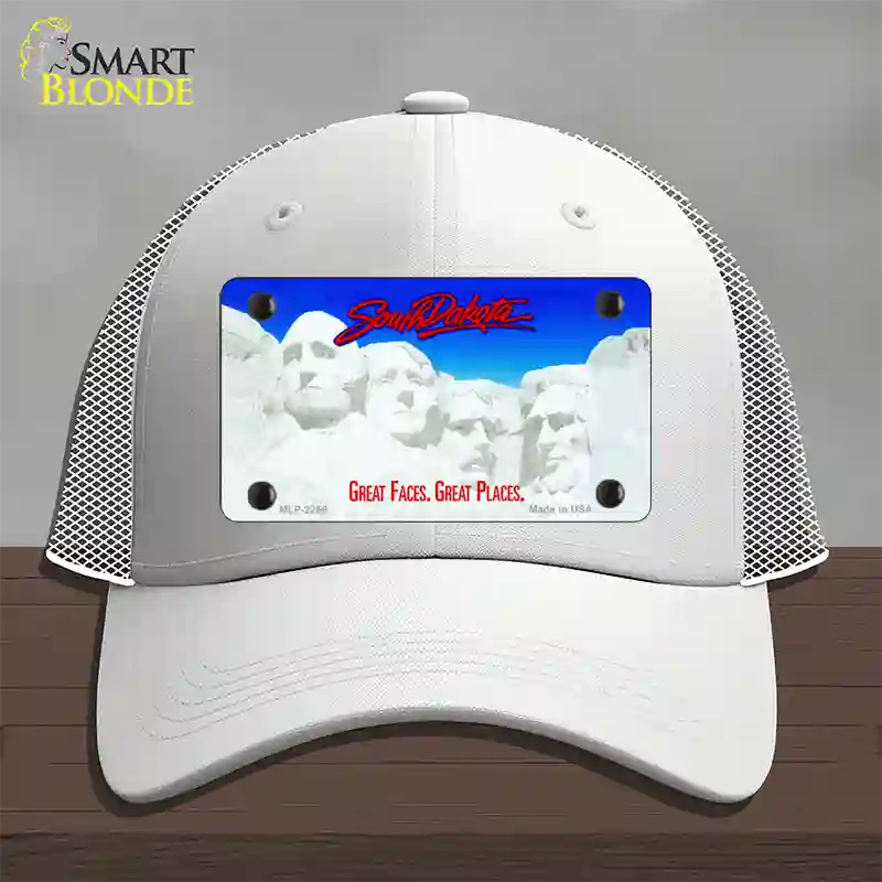 South Dakota State Blank Novelty License Plate Hat Mesh / White