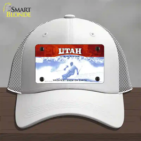 Utah State Blank Novelty License Plate Hat Mesh / White