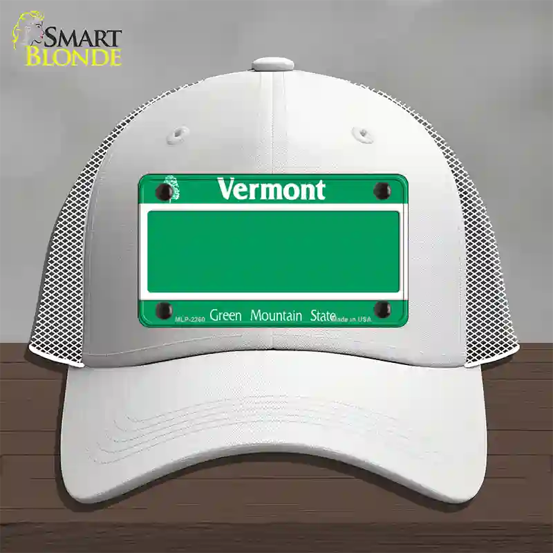 Vermont State Blank Novelty License Plate Hat Mesh / White