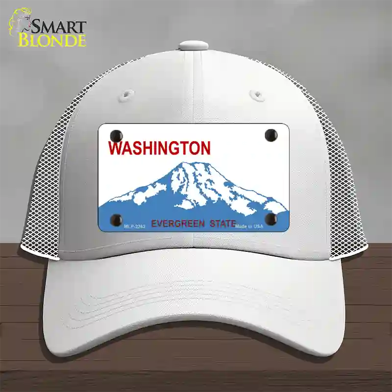 Washington State Blank Novelty License Plate Hat Mesh / White