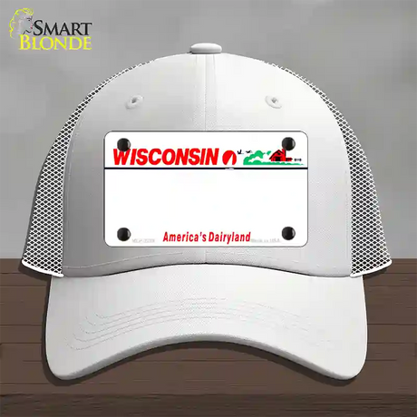 Wisconsin State Blank Novelty License Plate Hat Mesh / White