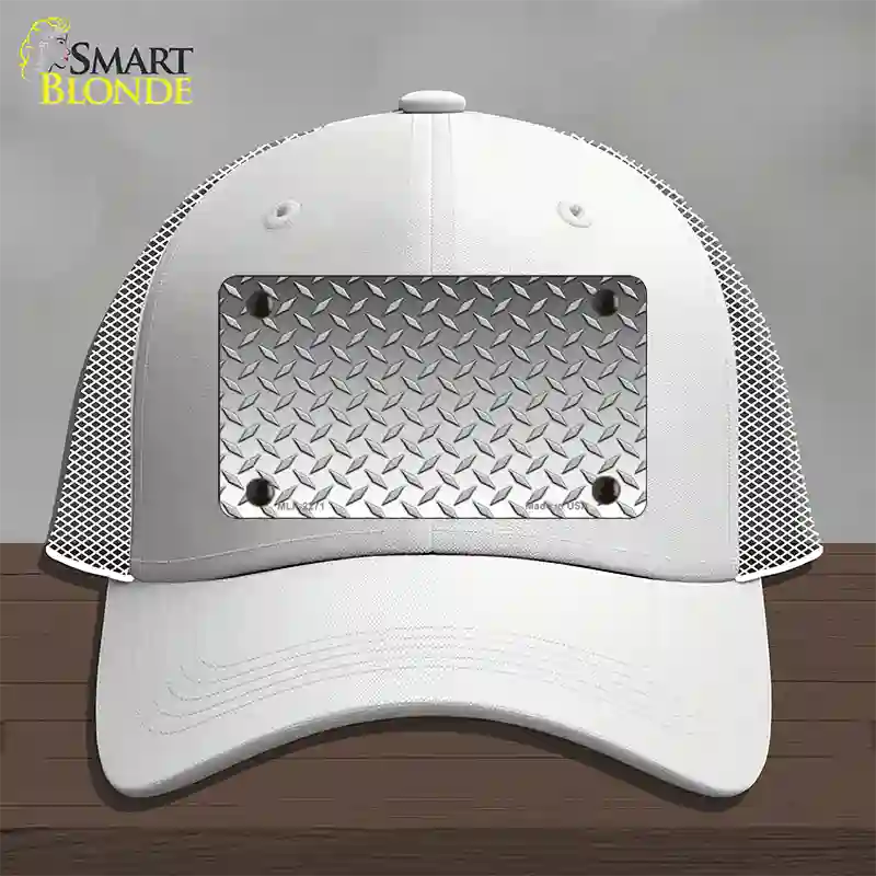 Diamond Silver Novelty License Plate Hat Mesh / White