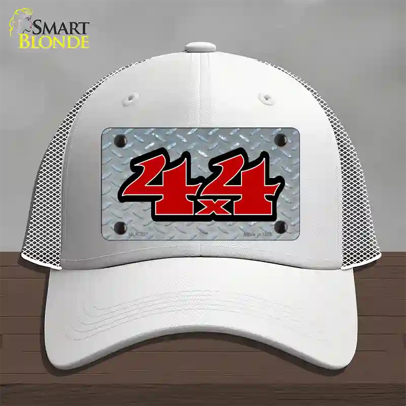 4 X 4 Diamond Novelty License Plate Hat Mesh / White