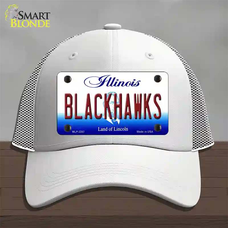 Blackhawks Illinois State Novelty License Plate Hat Mesh / White