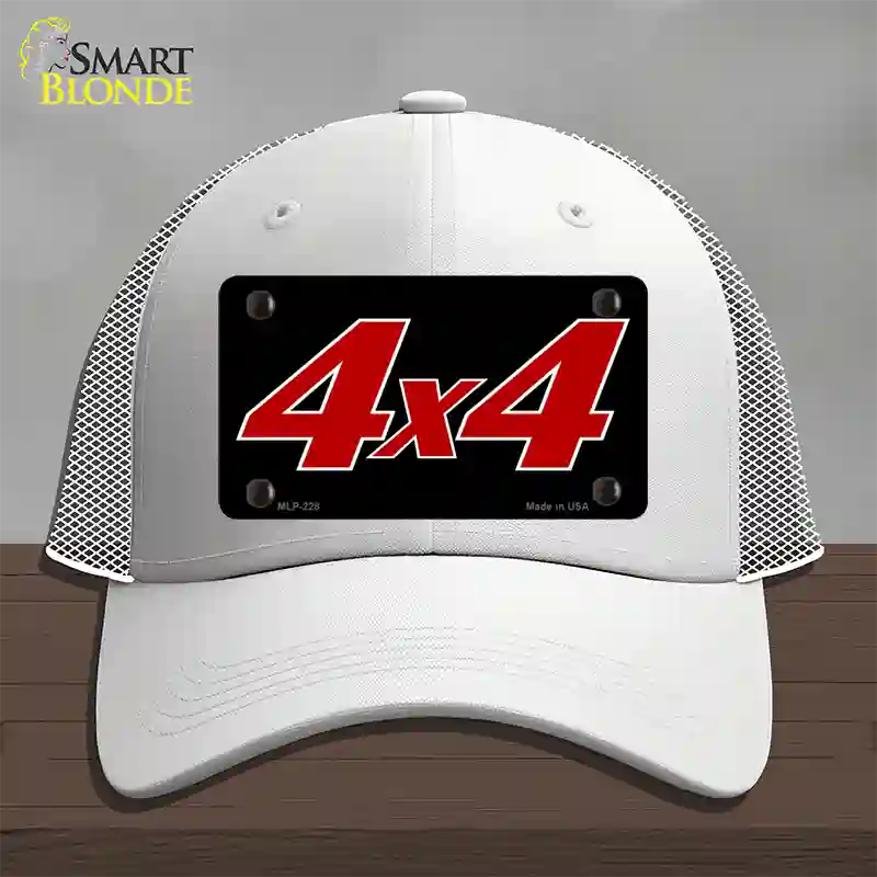 4 X 4 Black Novelty License Plate Hat Mesh / White